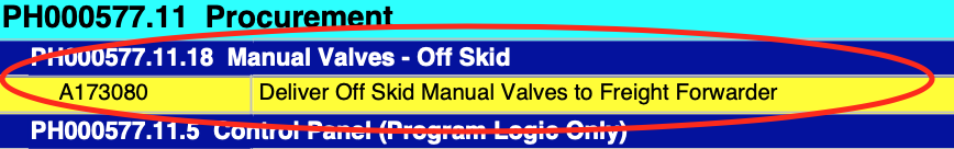 schedule example single line valves