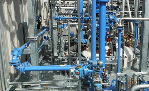piping system on a process skid