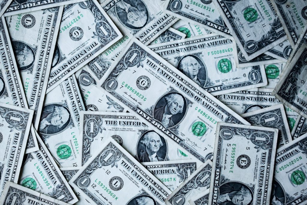 close up photo of $1 bills