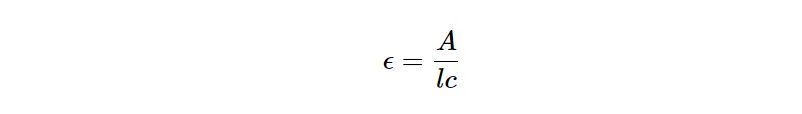 Formula for computing Beer-Lambert law that solves for molar absorptivity