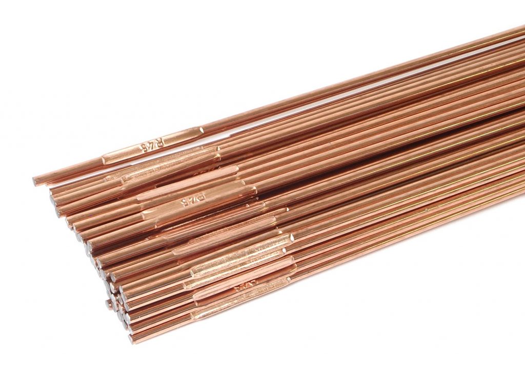 bundle of copper welding rods