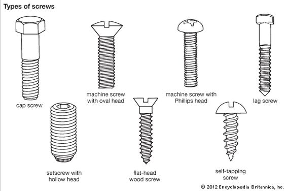 Different types of screws
