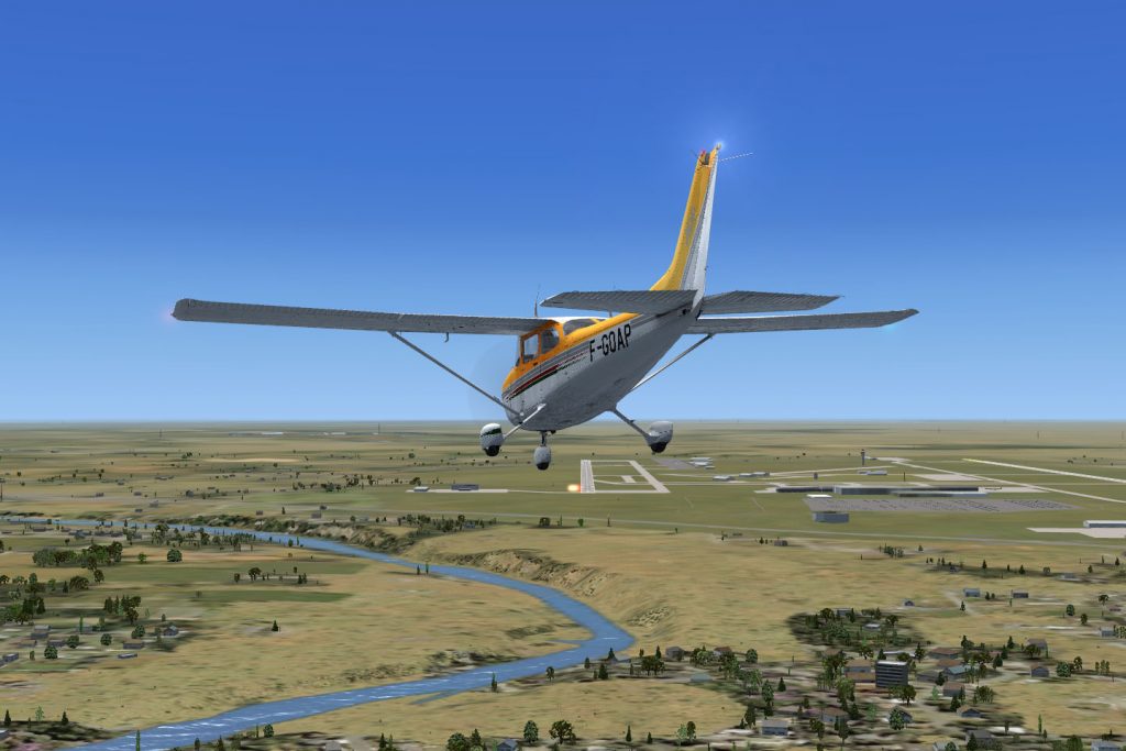 airplane flying over a green field -Cessna 172
Aircraft model