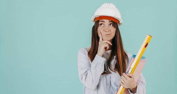 Young woman engineer thinking