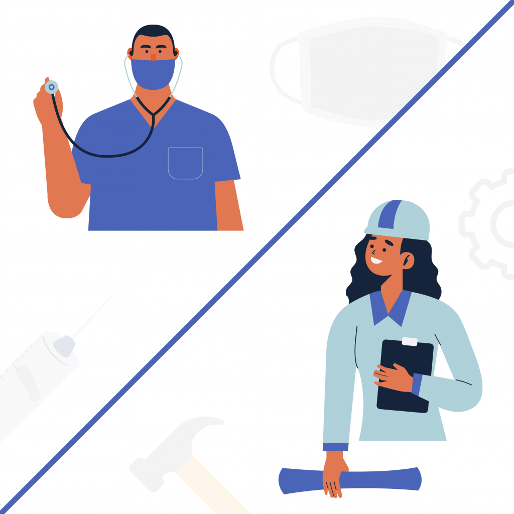 Animated picture of engineer and doctor