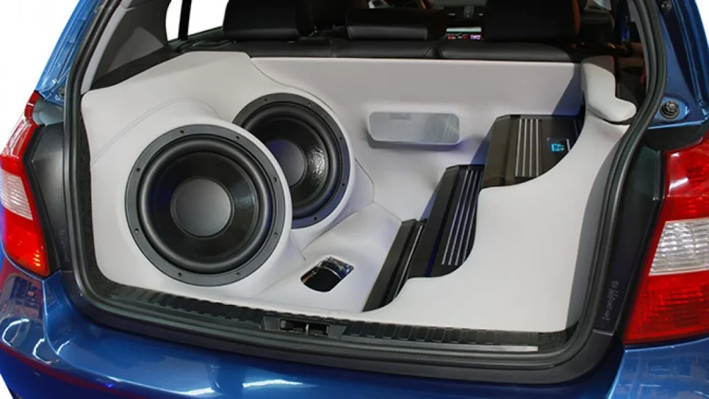 hatchback with bass and amplifiers