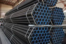 A bundle of black steel pipes