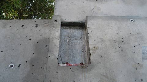 beam pocket in a concrete wall