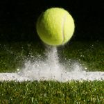 tennis ball bouncing on chalk