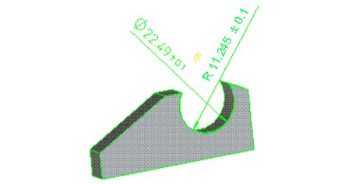 Dimensioning only radius or diameter of an unbounded slot